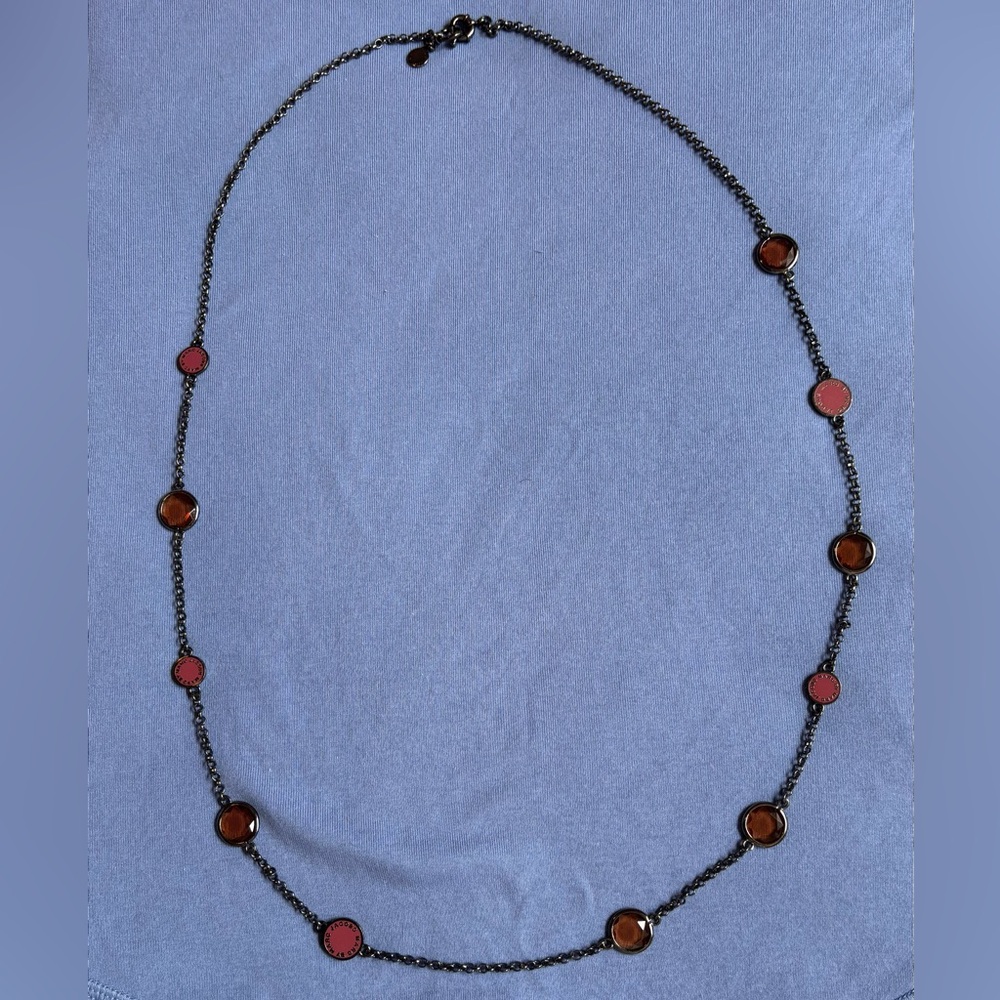Marc by Marc Jacobs Silver Necklace with Pink and Amber accents